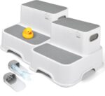 Toddler Step Stool for Bathroom Sink, 2-Pack Kids Toilet Potty Step Stools, Heavy Duty Baby Child Stepping Stool with Handle for Toddlers Kitchen Counter Bedroom Nursery Room (White) - Image 2