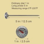 Kitchen Food-Cooking Meat Coffee Thermometer – Pocket Espresso Thermometer for Milk Foam Frothing Chocolate Water Temperature Stainless Steel 1" Dial 5" Long Stem - Image 3