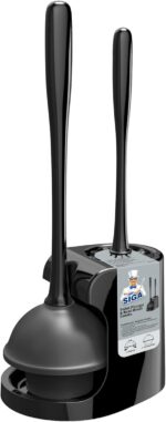 MR.SIGA Toilet Plunger and Bowl Brush Combo for Bathroom Cleaning, Black, 1 Set - Image 2