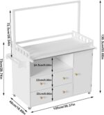 PAKASEPT Baby Changing Table, Infant Diaper Changing Station with Wheels & Wide Table Top & Clothes Rail, Baby Changing Table with Two Drawers and Cabinet for Nursery and Kids - Image 3