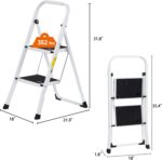 ZENY 2 Step Ladder Folding Step Stool with Wide Anti-Slip Pedal, Convenient Handgrip, Portable Steel Step Stool, Sturdy Steel Ladder for Household and Office - Image 6