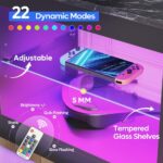 Bestier LED Gaming TV Stand for 55 Inch TV, Entertainment Center with Adjustable Glass Shelves, Modern TV Console for Living Room & Bedroom, Black Marble - Image 4