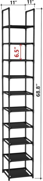 FIDUCIAL HOME 10 Tiers Shoe Rack Space Saving Vertical Single Pairs Sturdy Shoe Shelf Storage Organizer - Image 4