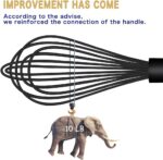 Dishwasher Safe Silicone Whisk, Sealed Waterproof Design Set of 3, Professional Kitchen Whisks for Cooking Non-Scratch, Silicone & Stainless Steel Whisk, Heat Resistant Balloon Egg Beater, Black - Image 5