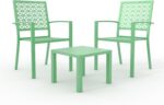 GAOMON 3 Piece Patio Bistro Set, Outdoor Patio Furniture Set with Coffee Table, Conversation Sets for Apartment Balcony, Backyard, Porch, Mint Green - Image 2