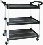 Utility Carts with Wheels,3-Tier Rolling Cart with Wheels, Heavy Duty 510 LBS Food Service Cart with Rubber Pad and Hammer for Kitchen/Office/Warehouse, 31.5" X 16.9" X 38.9"(Black) - Image 2