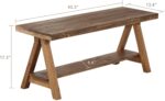 Wnutrees 43" Farmhouse Wood Bench, Long Rustic Indoor Storage Bench for Entryway, Living Room, Dining Room, Solid Wood Construction, Original Wood - Image 3