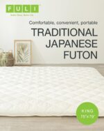 FULI Japanese Futon, King Size, White - Foldable Shikibuton Floor Bed - Medium Firm Quilted Cotton Sleeping Pad, Portable Roll-Up Japanese Floor Bed for Guests & Small Spaces - Image 4