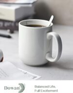 DOWAN 20 oz Large Coffee Mugs with Handle, Ceramic Cup Set of 6 for Tea Hot Cocoa, Mug Gifts Set, Soft White - Image 4