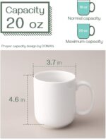 DOWAN 20 oz Large Coffee Mugs with Handle, Ceramic Cup Set of 6 for Tea Hot Cocoa, Mug Gifts Set, Soft White - Image 3