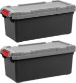 IRIS USA 2 Pack TrailBox, 15 Gallon Lockable Storage Trunk Box, Truck Bed Bin Heavy-Duty Containers Camping Gear, Adventure Chest - Dark Gray/Gray - Image 2