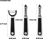 Rainspire 3-Piece Peeler Set, Premium Swivel Vegetable Peeler, Kitchen Gadgets Apple Peeler Potato Peeler Veggie Peeler Fruit Peeler, Dishwasher Safe Kitchen Accessories, Black - Image 6