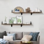 Rustic Floating Shelves Wall Mounted Set of 3, 17 Inch Natural Wood Wall Shelves, Decor Storage Shelf for Bedroom Bathroom Living Room Office Pictures Plants Books Cats TV (Rustic Brown) - Image 6