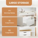 Pipleo Baby Changing Table Dresser with 3 Drawers and 3 Storage Shelves, Can be Used as a Baby Dresser with Changing Table Top, a Baby Changing Station, a Wood Diaper Changing Station (White) - Image 6