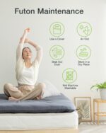 FULI Japanese Futon, King Size, White - Foldable Shikibuton Floor Bed - Medium Firm Quilted Cotton Sleeping Pad, Portable Roll-Up Japanese Floor Bed for Guests & Small Spaces - Image 8