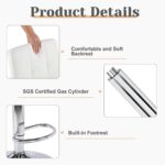 Sweetcrispy Bar Stools Set of 4, Armless PU Leather Adjustable Swivel Barstools, Hydraulic Kitchen Counter Height Thickened Seat Cushion Square Island Countertop Chairs with Back - Modern White - Image 6