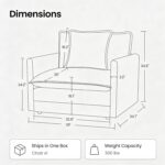 Mixcous Chenille Oversized Accent Chair - 39”W Big Comfy Reading Chair, Modular Cloud Chair, Cozy Armchair for Living Room, Bedroom, Kids Room, Family Room, Reading Nook, Sand Beige - Image 3