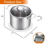 DELARLO Tri-Ply Stainless Steel 8 Quart Stock Pot, Heavy-Duty, All Stove Compatible, Up to 600℉ Soup Pot with Lid, 18/10 Induction Big Stockpot with Lids, Large Stainless Steel Induction for Cooking - Image 4