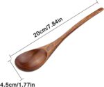 Soup Spoons,AOOSY Wooden Soup Spoons, 6 Pieces 7.84 inches Japanese Ramen Spoon Round Nanmu Wood Long Handle Rice Dessert Cooking Tasting Dinner Table Spoon for Kitchen Restaurant - Image 9