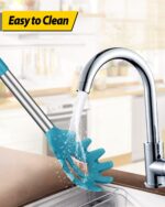 Silicone Pasta Fork and Ladle Spoon Set, Large Non Stick Kitchen Utensils for Cooking,Stirring,Serving Spaghetti, Soup, Sauce (BLUE) - Image 6