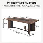 Hlivelood 78 Inch Dining Table for 6 8 People,Modern Rectangular Kitchen Table W/Waterproof Tabletop,Large Modern Dining Room Tables W/Adjustable Legs,Wooden Dinner Table for Kitchen Dining Room - Image 3