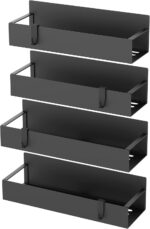 HuggieGems Metal 4 Pack Magnetic Spice Storage Rack Organizer for Refrigerator and Oven, Black Fridge Organizers and Storage - Image 6
