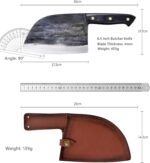 Freelander Serbian Chef Knife, Heavy Duty Handmade Forged Meat Cleaver for Meat Cutting, Full Tang High-Carbon Clad Steel Butcher Knife, Non-Slip Handle and Leather Sheath - Image 7