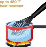 Dishwasher Safe Silicone Whisk, Sealed Waterproof Design Set of 3, Professional Kitchen Whisks for Cooking Non-Scratch, Silicone & Stainless Steel Whisk, Heat Resistant Balloon Egg Beater, Black - Image 8