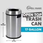 Simpli-Magic 65 Liter Open Top Trash Can, Commercial Grade, Stainless Steel - Image 3