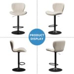Shintenchi Bar Stools Set of 4 Modern Swivel Bar Chairs, Counter Height Faux Leather Metal Barstools, Upholstered Island Chairs with Back and Footrest, Beige - Image 9