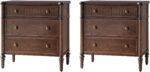 HULALA HOME Traditional End Table with Charging Station, Fluted End Tables with Wood Drawers and Solid Wood Spindle Legs, 28 Inch Wide Storage Set of 2, Walnut - Image 8