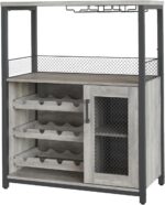 GAOMON 3-Tier Wine Bar Cabinet with Adjustable Removable Wine Rack, Modern Liquor Sideboard with Glass Holder and Mesh Door, Freestanding Storage Cabinet for Dining Room Kitchen Home Bar, Grey - Image 2