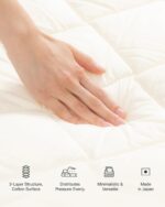 FULI Japanese Futon, King Size, White - Foldable Shikibuton Floor Bed - Medium Firm Quilted Cotton Sleeping Pad, Portable Roll-Up Japanese Floor Bed for Guests & Small Spaces - Image 5