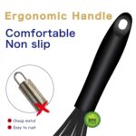Dishwasher Safe Silicone Whisk, Sealed Waterproof Design Set of 3, Professional Kitchen Whisks for Cooking Non-Scratch, Silicone & Stainless Steel Whisk, Heat Resistant Balloon Egg Beater, Black - Image 6