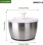 Stainless Steel Salad Rotator, 5-quart Vegetable Dishwasher,Lettuce Cleaner and Dryer, Salad Spinner - Image 8