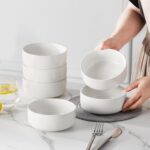 MALACASA 24 OZ Cereal Bowls, Porcelain Soup Oatmeal Bowls Set of 6, Kitchen Ceramic Serving Bowl, Dishwasher Microwave Oven Safe, White, Series LUNA - Image 9