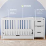 Graco Remi 4-in-1 Convertible Crib & Changer – GREENGUARD Gold Certified, Fits Standard Crib Mattress, Converts to Toddler Bed and Full Bed, 4 Adjustable Mattress Heights (White) - Image 4