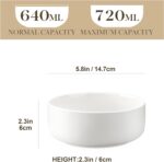MALACASA 24 OZ Cereal Bowls, Porcelain Soup Oatmeal Bowls Set of 6, Kitchen Ceramic Serving Bowl, Dishwasher Microwave Oven Safe, White, Series LUNA - Image 3