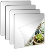 JUNEBRUSHS 4 Pack Self Adhesive Acrylic Mirror, 8 x 8 Inch Mirror Tiles,Flexible Plastic Mirror Sheets Wall Stickers,2MM Thick Mirrors - Image 2