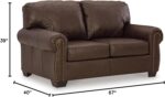 Signature Design by Ashley Colleton Traditional Loveseat with Nailheads, Top Grain Leather and Skillfully Matched Leather, 67" W x 40" D x 39" H, Dark Brown - Image 4