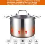 DELARLO Tri-Ply Stainless Steel 8 Quart Stock Pot, Heavy-Duty, All Stove Compatible, Up to 600℉ Soup Pot with Lid, 18/10 Induction Big Stockpot with Lids, Large Stainless Steel Induction for Cooking - Image 5