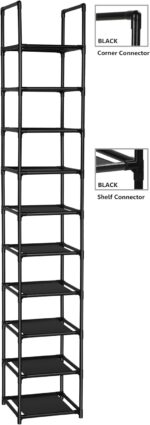 FIDUCIAL HOME 10 Tiers Shoe Rack Space Saving Vertical Single Pairs Sturdy Shoe Shelf Storage Organizer - Image 7