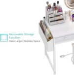 Lufeiya White Makeup Vanity Desk with Mirror and Lights, 40 inch Make Up Vanity Desks with Drawers & Power Outlet, Dressing Table and Chair Set for Girls Bedroom, White - Image 8