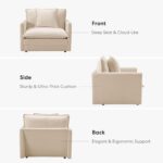 Mixcous Chenille Oversized Accent Chair - 39”W Big Comfy Reading Chair, Modular Cloud Chair, Cozy Armchair for Living Room, Bedroom, Kids Room, Family Room, Reading Nook, Sand Beige - Image 5