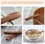 Soup Spoons,AOOSY Wooden Soup Spoons, 6 Pieces 7.84 inches Japanese Ramen Spoon Round Nanmu Wood Long Handle Rice Dessert Cooking Tasting Dinner Table Spoon for Kitchen Restaurant - Image 8