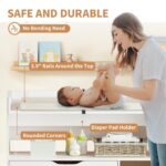 Pipleo Baby Changing Table Dresser with 3 Drawers and 3 Storage Shelves, Can be Used as a Baby Dresser with Changing Table Top, a Baby Changing Station, a Wood Diaper Changing Station (White) - Image 3