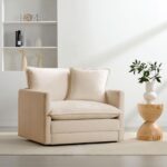 Mixcous Chenille Oversized Accent Chair - 39”W Big Comfy Reading Chair, Modular Cloud Chair, Cozy Armchair for Living Room, Bedroom, Kids Room, Family Room, Reading Nook, Sand Beige - Image 4