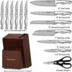 Astercook Knife Set, 15-Piece Kitchen Knife Set with Block, Built-in Knife Sharpener, German Stainless Steel Knife Block Set, Dishwasher Safe - Image 3