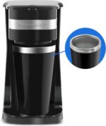 Elite Gourmet EHC111A Personal Single-Serve Compact Coffee Maker Brewer Includes 14Oz. Stainless Steel Interior Thermal Travel Mug, Compatible with Coffee Grounds, Reusable Filter, Black - Image 2