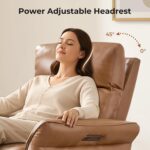 CHITA Genuine Leather Power Recliner Chair, Electric Triple-Motor Swivel Glider Nursery Rocking Chair with Adjustable Power Headrest and Lumbar Support, GREENGARD Gold Certified, Saddle Brown - Image 8